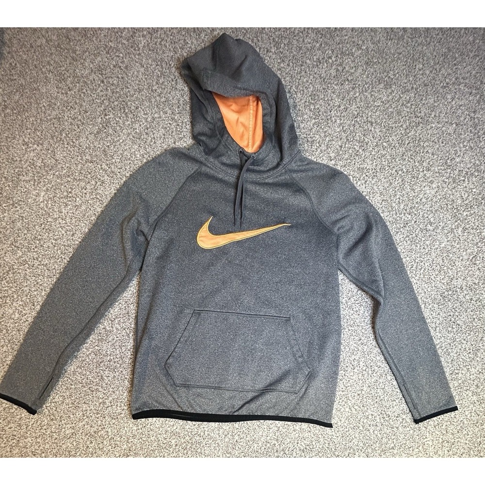 WOMENS NIKE DRI FIT GRAY/PEACH‎ HOODIE W/THUMB HOLES SMALL
